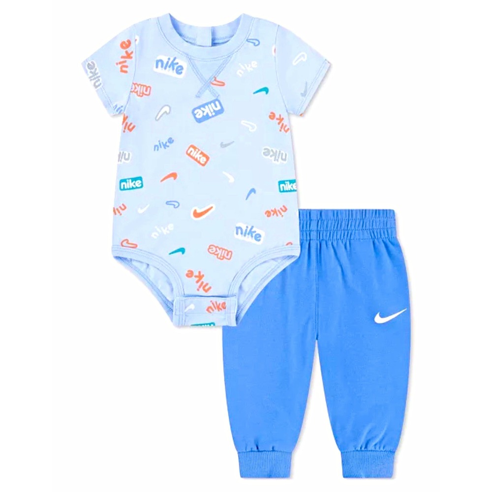 NEW Nike Baby 2-Piece Blue Logo Bodysuit & Pants Outfit Set 18M